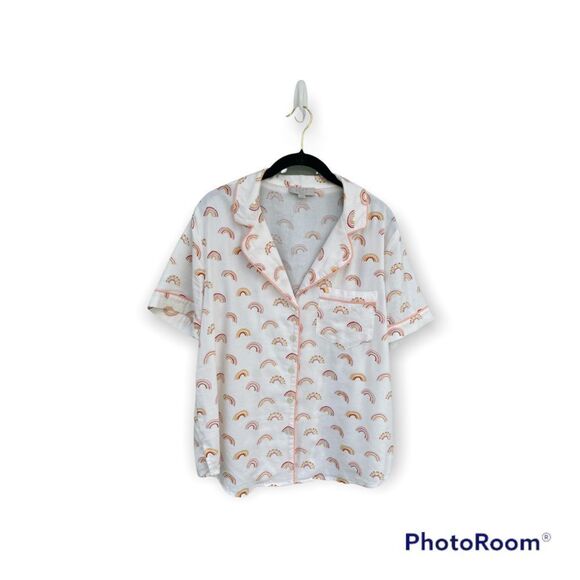 Ann Taylor Loft Sz M Rainbow Button Down Sleep Shirt - Picture 3 of 9